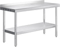 Jocisland 24" x 60" Stainless Steel Table for Prep & Work with Backsplash, Adjustable Under Shelf & Safe Design for Restaurant, Home and Outdoor