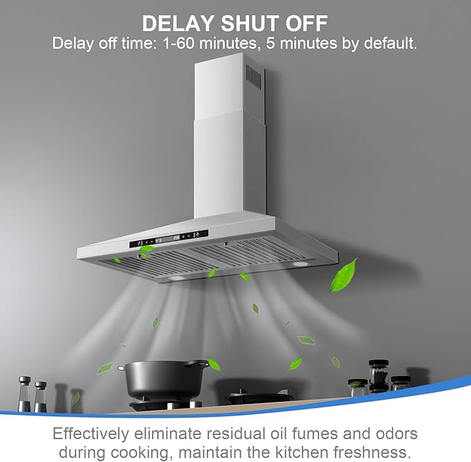 SNDOAS Wall Mount Range Hood 30 inch with Touch and Gesture Sensing Control,Chimney-Style Stainless Steel Range Hood,Vent Hood 30 inch Ducted/Ductless Convertible Kitchen Hood,Baffle Filters
