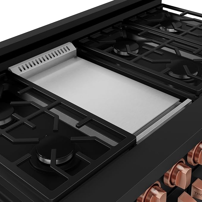 Gordon Ramsay by THOR Kitchen 48 Inch Professional Gas Range with Double Oven in Black/Rose Gold