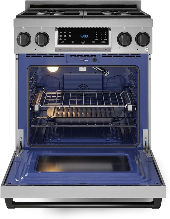 Gordon Ramsay by THOR Kitchen 30 Inch Professional Gas Range with Tilt Panel Touch Control in Stainless Steel/Black