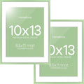 Homeforia 10x13 Picture Frame Sage Green, High End Metal 10x13 Wall Hanging Frame with Mat 8.5x11, 10 x 13 Poster Frames Matted to 8.5 x 11 inch Photo, 10by13 Frame, Tempered Glass, Wall Kit, Set of 2