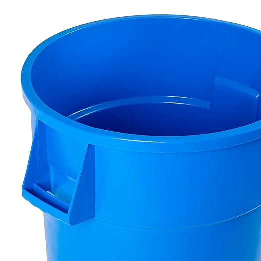 PRO&Family Commercial Round Trash Can, Ingredient Bin, Heavy-Duty Plastic, Anti-Static, Kitchen, Office, Outdoor Use (Blue, 44 Gallon)