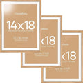 Homeforia 14x18 Picture Frame Natural Wood, High End Oak 14x18 Light Wooden Poster Frame with Mat 12x16, 14 x 18 Frames Matted to 12 x 16 Photo, 18x14 Hanging Frame, Tempered Glass, Wall Kit, Set of 3