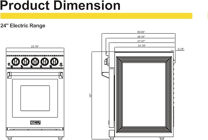 THOR Kitchen Freestanding 24-Inch Electric Range with Convection Oven in Stainless Steel - Model HRE2401