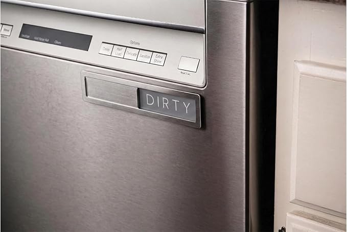 Stainless Steel Dishwasher Magnet Clean Dirty Sign - Premium Magnetic Sign That Says Clean/Dirty - Optional Adhesive for Non-Metal Surface Dish Washers - Modern Rustic Minimalistic Style