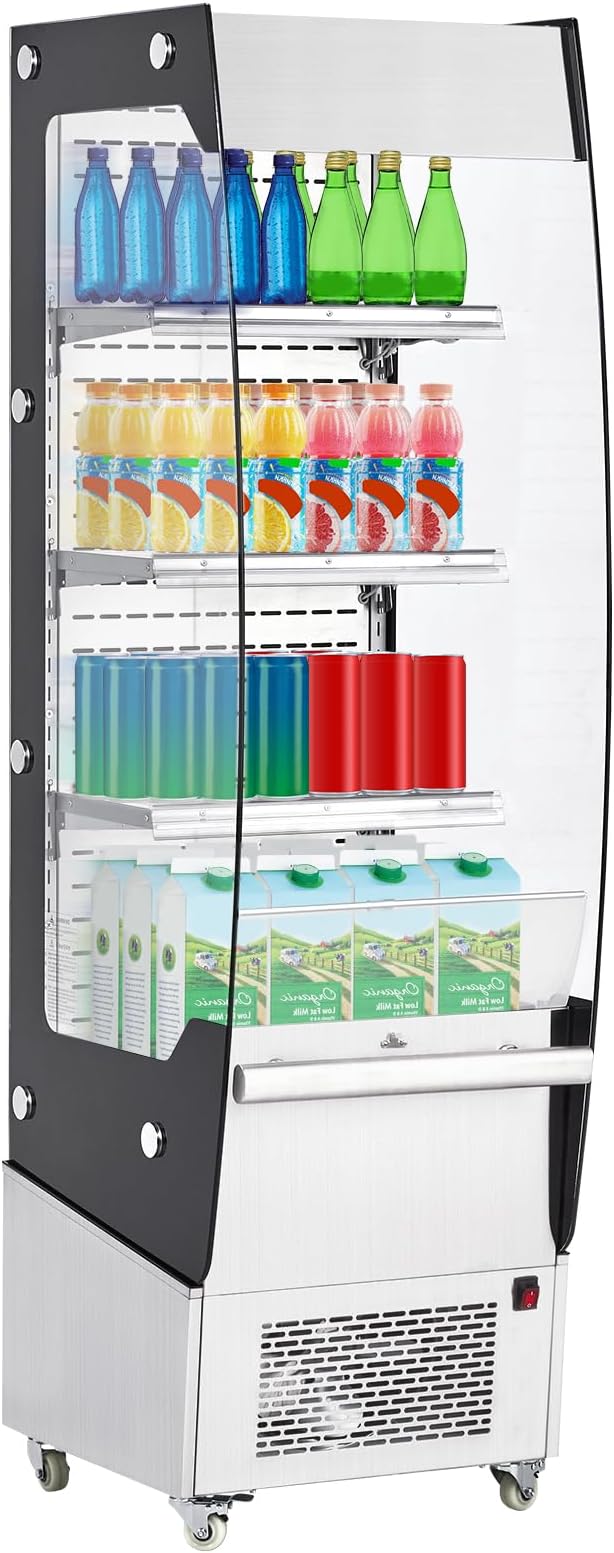 7.8 Cu.Ft Display Refrigerator Cabinet,Glass Door Commercial Fridge,LED Lighting & Adjustable Shelves,Double Glazed, White