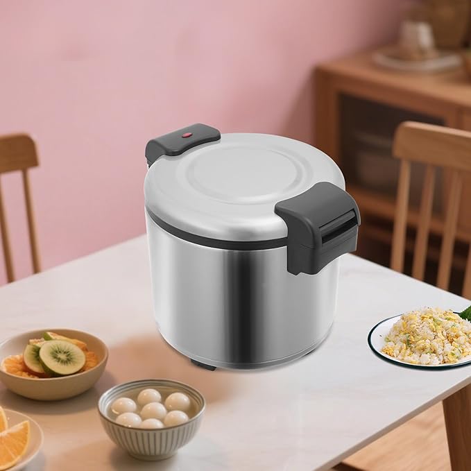 Commercial Rice Warmer, 110V 105W Large Stainless Steel Rice Cooker Warmer (Not a Cooker) 23L/ 6.08Gal Adjustable Temperature Warmers w/Non-Stick Inner Pot for Restaurants (Silver)