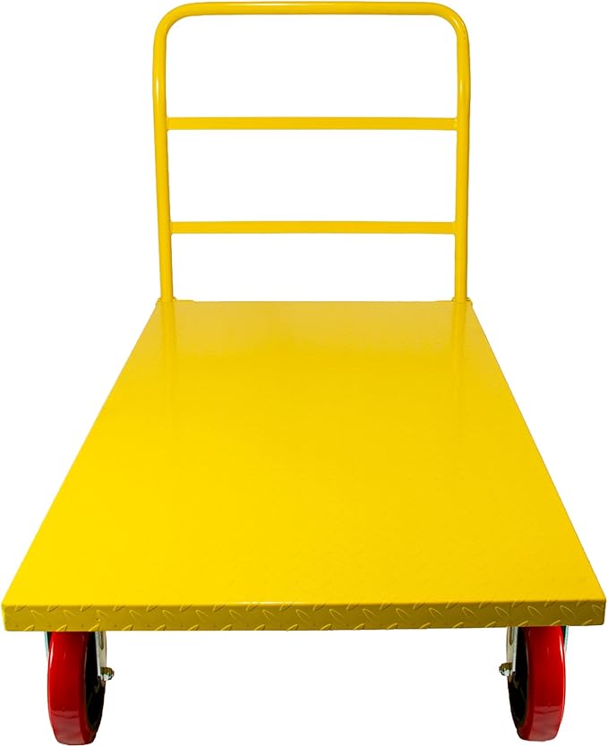 Platform Cart Industrial Dolly Cart 3300LB Heavy Duty 60” x 30” Platform Hand Truck Push Cart Super Heavy Duty Diamond Plate Commercial Flatbed Cart with 8'' Moving Swivel Wheels (Yellow)