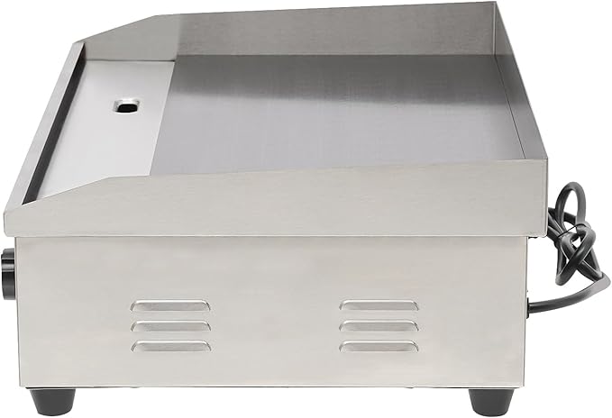 Commercial Flat Top Grill 110V 3000W 21.3x11.8in Electric Countertop Griddle, Non-stick Stainless Steel Teppanyaki Flat Top Grill, Thermostatic Control 122-572℉ for Restaurants