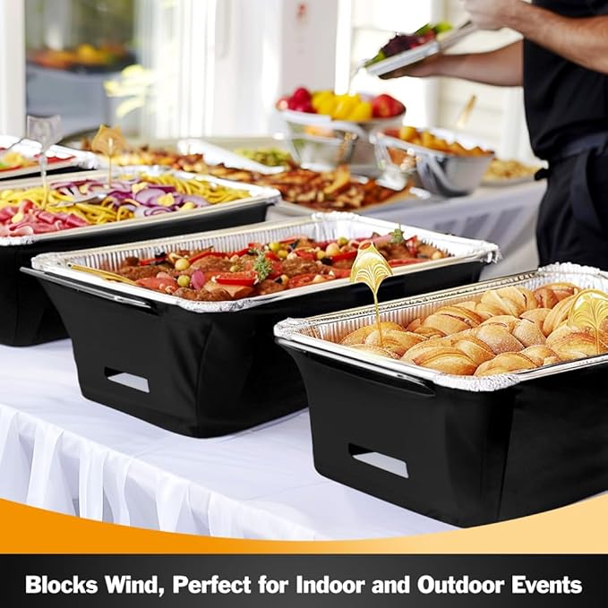 Chafer Wind Guard 4-Pack, Flame Retardant Fabric Cover for Buffet Food Warmers, Catering Events