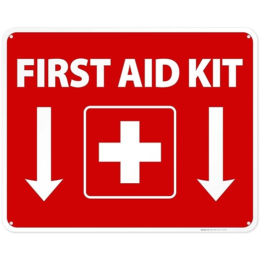 First Aid Kit Sign, (SI-1040) 24x30 Inches, 55 mil Thick HDPS (high Density polystyrene), Made in USA