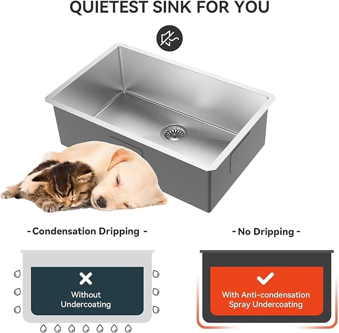 30 inch Undermount Handmade 18 Gauge Single Bowl Stainless Steel Kitchen Sink with Accessories