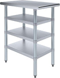 30 in. x 18 in. Stainless Steel Work Table with Three Bottom Shelves | NSF Kitchen Prep Table | Utitly Metal Table