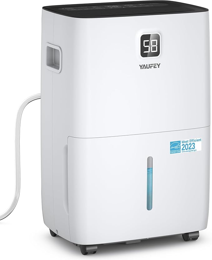 Yaufey 80 Pints Energy Star Dehumidifier for Home, Basement and Large Room up to 5500 Sq. Ft., with Drain Hose, Timer, Intelligent Humidity Control and Large Water Tank