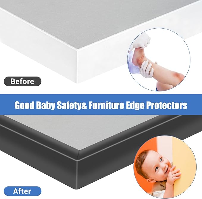 Rubber Edge Trim, Self-Adhesive U Channel Edge Protector for Interior Door Side, Woods, Flexible U Shaped Peel and Stick Edge Banding, Furniture Edge Guard, Fit 1-3/8"(35mm), 10Ft, Black
