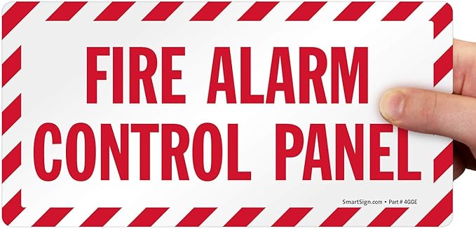 SmartSign - LB-1533-EU-05x10 "Fire Alarm Control Panel" Label | 5" x 10" Laminated Vinyl Red on White
