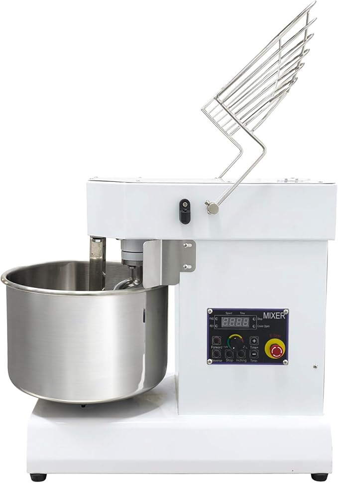 15L Commercial Dough Mixer with Dual Rotation and Steplessly Variable Speed, 1100W Electric Dough Kneading Machine, Time Set, Digital Display, for Bakery Pizzeria – 11 lbs Capacity