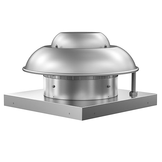 Roof Mounted Downblast Exhaust Fan Direct Drive Axial Exhaust Fan -19" Fan Base, 1/10 HP 830 CFM 115 Volt Single Phase Motor
