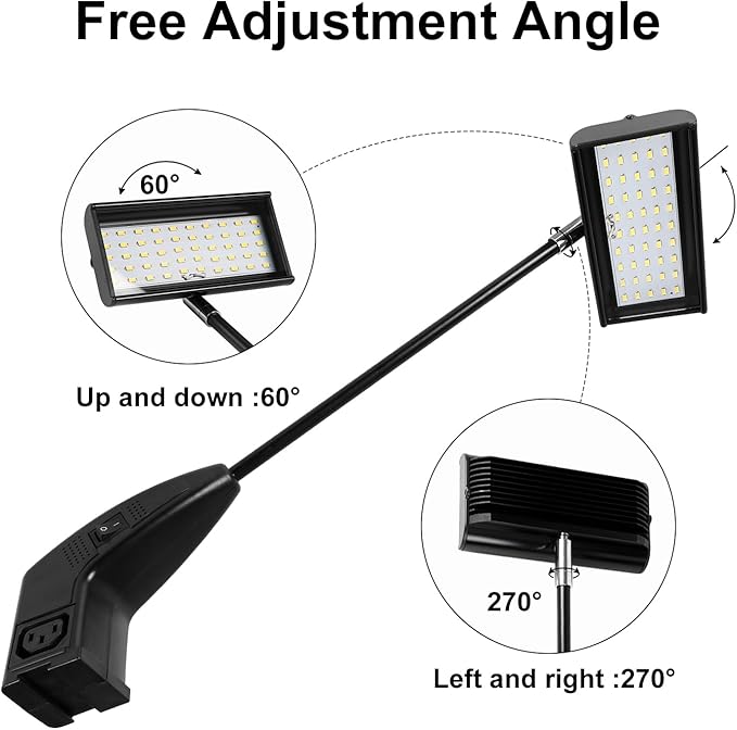 Trade Show Lights LED Display and Exhibit Arm Lighting, Connectable Tradeshow Lights Included Clamps, Mounting Brackets, Power Cables, Connect Cables (2pcs Black) (Black)