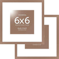 Homeforia 6x6 Picture Frame Mocha, High End Metal 6 x 6 Square Photo Frames with Mat 4 by 4, 6x6 Poster Frame Matted to 4x4 inches Print, 6by6 Wall or Tabletop Frame, Tempered Glass, Wall Kit, Set of 2