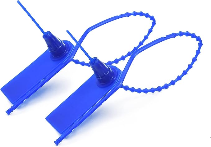100 PCS Plastic Tamper Seals Pull Tight Security Seals Tags Breakaway Seals Numbered Zip Ties Disposable Self-Locking Ties for Fire Extinguisher, Tear Off Type, 210mm Length