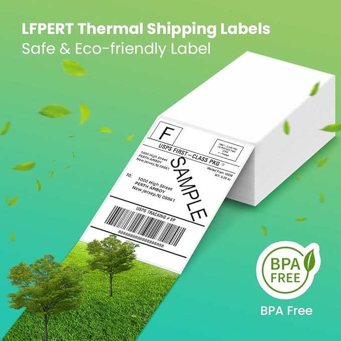 4x6 Thermal Labels, Fanfold Shipping Labels Strong Adhesive, Compatible with Vretti Jadens Munbyn Nelko Phomemo Rollo & Most Thermal Label Printer, Commercial Grade (500 Label/ 1 Stack) White