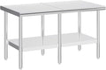 Jocisland 30" x 60" Stainless Steel Table for Prep & Work Adjustable Under Shelf and Feet, for Commercial Kitchen, Restaurant, Hotel, Garage