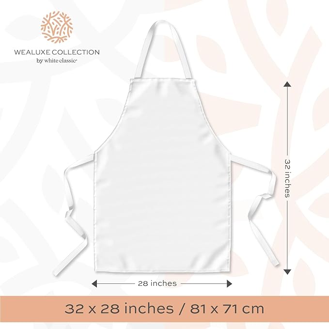 White Classic White Aprons - Commercial Chef Bib Apron for Kitchen and Restaurant Cooking without Pockets, Unisex Women and Men, Adult - 2 Pack