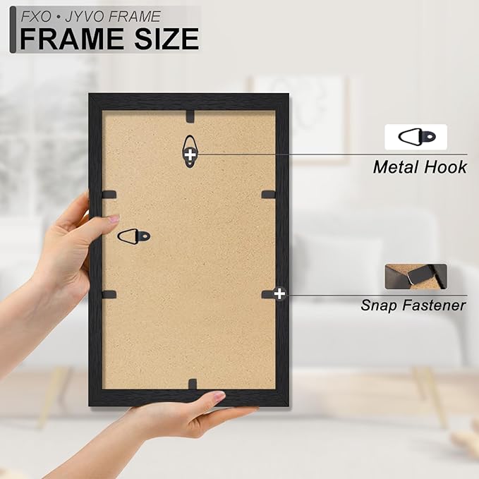 Engineered Wood 8.5x14 Picture Frame Set of 6, Black Frame for 8.5 x 14 Inch Picture Poster Photo, Light Weight 8.5 by 14 Frame with Wood-grain for Wall - 6 Pack/Black/8.5"x14"