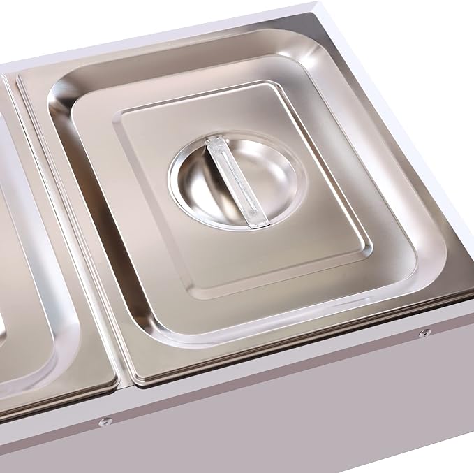 3-Pan Commercial Food Warmer, 1500W 21QT Electric Stainless Steel Steam Table with 30-85°C Temp Control, Buffet Food Warmer with Lids for Restaurant/Café
