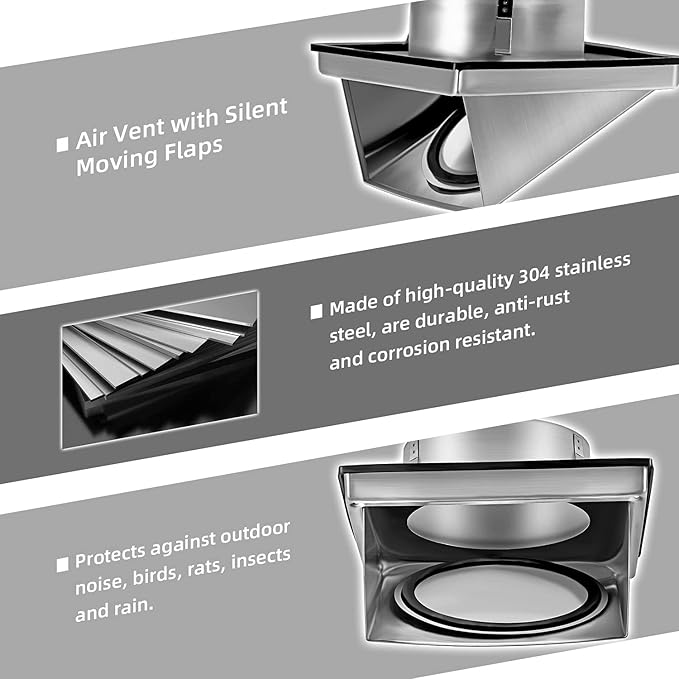 5-Inch External Extractor Wall Vent Cushioned Non Return Flap