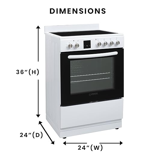 Equator 24" Electric Range in White, Ceramic Cooktop, Convection Oven & Air Fry Function – Compact Freestanding Stove for Baking, Broiling, Grilling, Air Frying & Everyday Cooking
