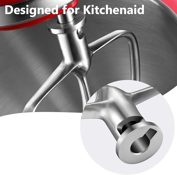 Stainless Steel Paddle Attachment for Kitchen aid Stand Mixers 4.5-5 Quart, Flex Edge Beater for KitchenAid, Dishwasher Safe