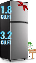 WANAI 5.0 Cu.Ft Fridge with Freezer, Dual Door Refrigerator with 7 Settings Temperature Adjustable, Small Fridge for Office Apartment and Home, Silver