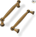 khtumeware 10 Pack 3-1/2 Inch(89mm) Antique Brass Cabinet Pulls Soild Vintage Brass Kitchen Cabinet Handles Aged Gold Kitchen Cabinet Hardware for Cupboard Drawer Handles Dresser Pulls