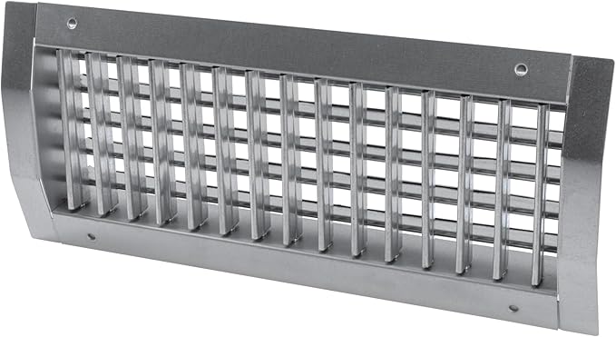 13" x 5" Grille for Round Spiral Duct - Galvanized Steel Register Vent Cover for HVAC Ducting System - 2 Way Adjustable Louver Blades - Air Duct Ventilation Grill Conditioner/Air Exhaust