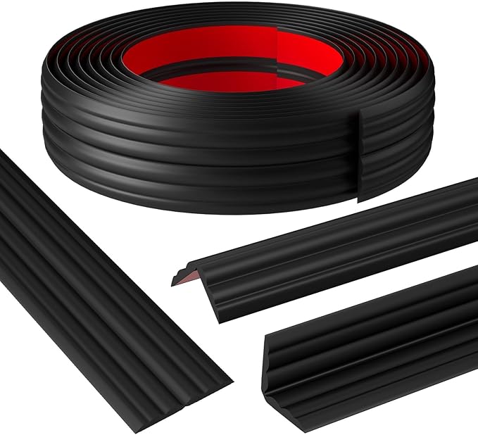 Wall Corner Protector & Edge Guard，Peel and Stick Wall Trim Moulding Inside & Outside Corner Molding Trim Caulk Strip, Self Adhesive Trim for Wall Edge,Ceiling,Countertop, 2.36” W x20’ L，Black