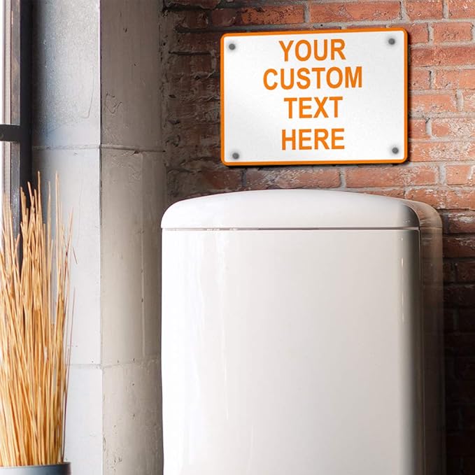 Aluminum Weatherproof Metal Sign Multiple Sizes Custom Personalized Text Here White Orange Warning Horizontal Street Signs 24x18Inches