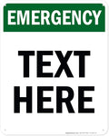 Custom Emergency Sign, OSHA Sign, 24x30 Inches, 55 mil thick HDPE (high density polyethylene), Made in USA by My Sign Center