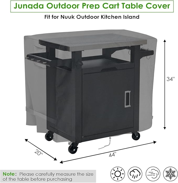 Outdoor Prep Table Cover for Nuuk Deluxe Outdoor Rolling Prep Station,Waterproof 44 inch Outdoor Prep Cart Cover - 44"L x 20"W X 34"H