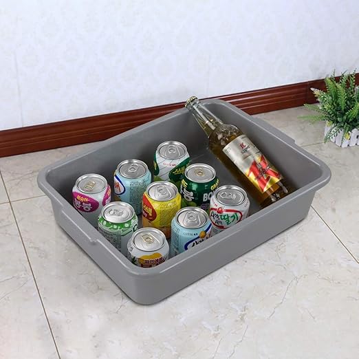 Farmoon 4 Packs 13 L Commercial Bus Tubs, Restaurant Dish Tub, Grey Plastic Wash Basins
