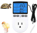 Backlit Digital Temperature Controller, LCD Screen Heating Cooling Thermostat Outlet Socket with Sensor Timer Regulator for Reptile Incubator Greenhouse Brewing Refrigerator, 120V, 15A, ℉/℃