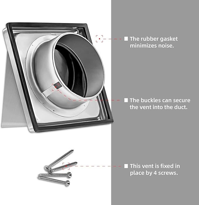 5-Inch External Extractor Wall Vent Cushioned Non Return Flap