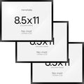 Homeforia Black Diploma Frame 8.5 x 11, High End Metal 8.5x11 Certificate Frames, 11x8.5 inch Document Frame for Wall or Tabletop, 8.5 by 11 Award Letter Size Frame, Tempered Glass, Wall Kit, Set of 3