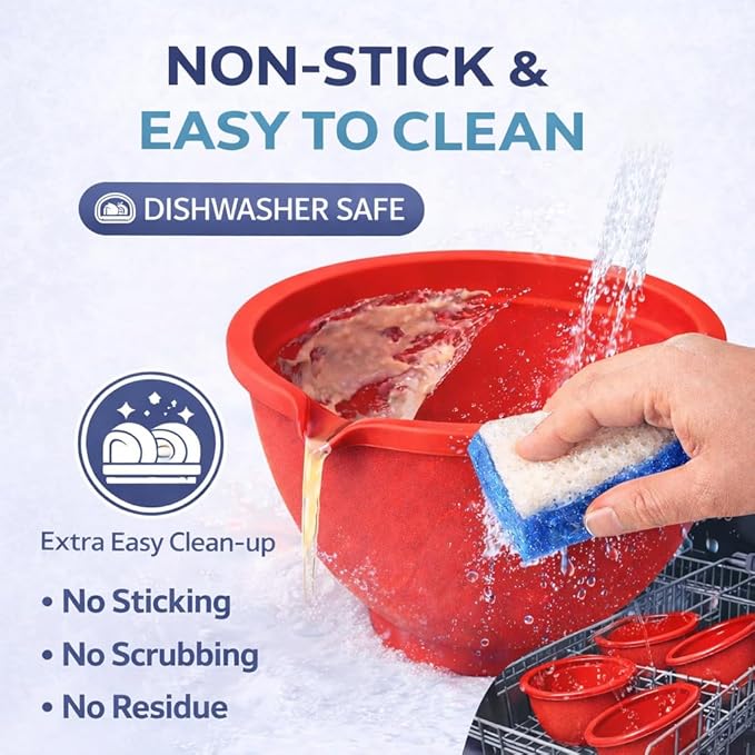 Silicone Mixing Bowl Liners for 5-Qt Tilt-Head Stand Mixers, Extra-Thick Non-Stick Silicone Bowl Inserts with Airtight Lids, BPA-Free Dough, Batter & Food Storage Liners, Set of 3