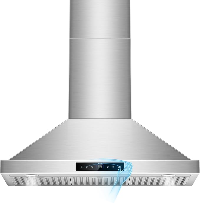 36 inch Range Hood Wall Mount, 1200 CFM with 4-Speed Gesture Sensing & Touch Control, Stainless Steel Ducted Kitchen Stove Vent Hoods with 2 LED Lights, Time Setting, Dishwasher-Safe Baffle Filters