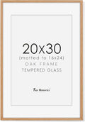 20x30 Picture Frame, Rustic Wood 20 x 30 Poster Frames for Wall, Oak Wood Picture Frames 20 by 30 with Real Glass, 20x30 Frame Matted for 16x24, Large Wooden Photo Frame 20x30 Inch, Oak Color, 1 Pack