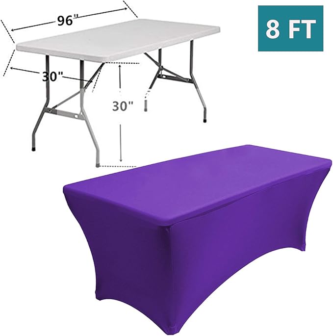 RELIANCER 2 Pack Stretch Spandex Table Covers for Rectangular Tables,8FT Elastic Fitted Tablecloth,Universal Rectangular Table Cloth Protector for Outdoor Party,Wedding,Bar,Birthday,Banquet,Events