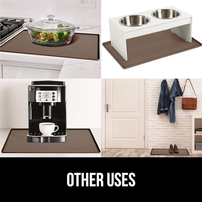 GORILLA GRIP Waterproof Silicone Under Sink Mat with Raised Lip for Kitchen and Bathroom, 31 x 22 in, Cabinet Shelf Liner Stay in Place Mats Dishwasher Safe Drawer Liner, Organizer Tray, Coffee