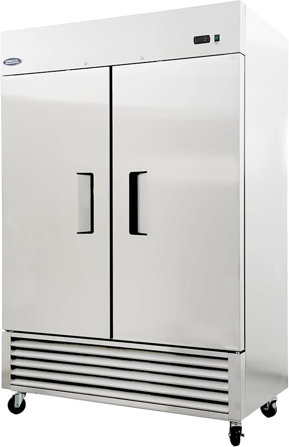 54" Commercial Refrigerator 49 Cu.ft with 2 Solid Door Reach-In Refrigerators Stainless Steel ETL Approved，for Restaurant Kitchen Home Bar Shop 33-40°F